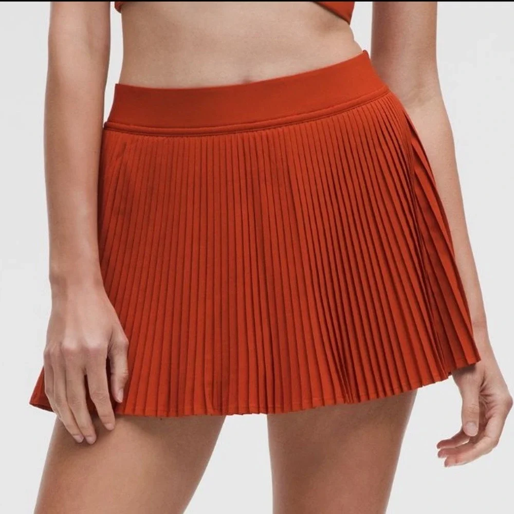 Lululemon Varsity High-Rise Pleated Tennis Skirt Autumn Rust orange size 12 NWT - Picture 2 of 8